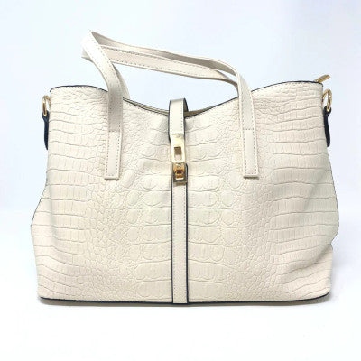 WHITE CROC 3 PIECE PURSE SET