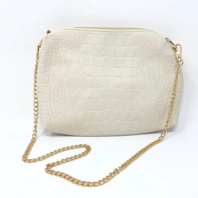WHITE CROC 3 PIECE PURSE SET
