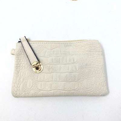 WHITE CROC 3 PIECE PURSE SET