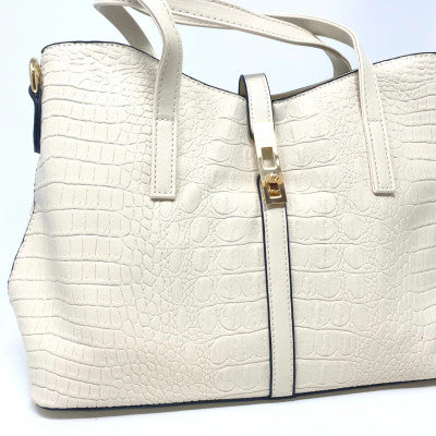 WHITE CROC 3 PIECE PURSE SET