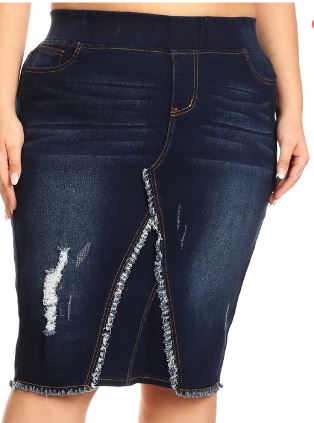 DARK WASH DENIM PENCIL SKIRT