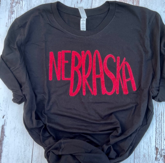 NEBRASKA GLITTER T-SHIRT
