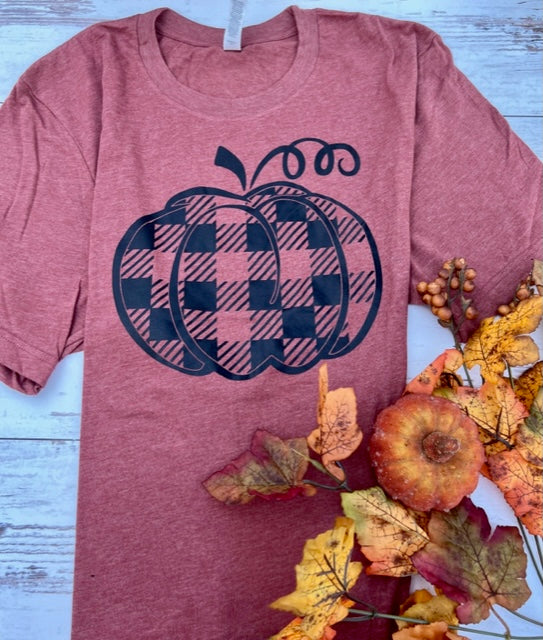 CHECKED PUMPKIN T-SHIRT