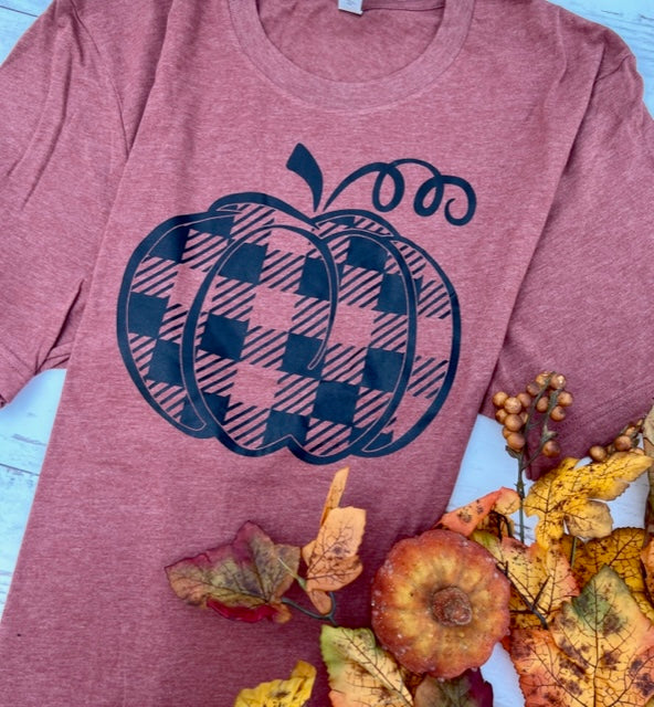 CHECKED PUMPKIN T-SHIRT