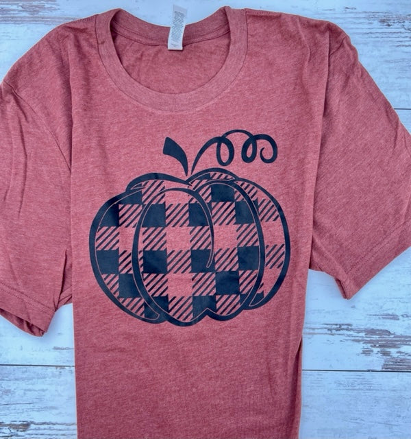 CHECKED PUMPKIN T-SHIRT