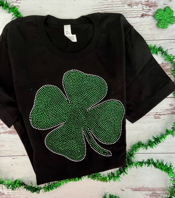 BLK RHINESTONE SHAMROCK