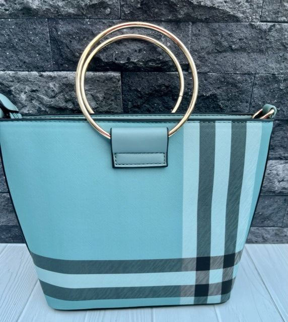 BLUE & GREY 3 PIECE PURSE SET