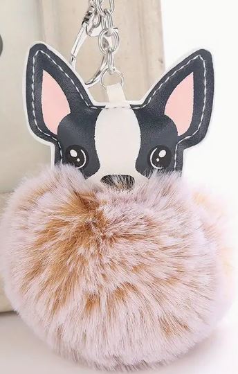 FRENCHIE POM KEY CHAIN