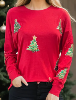 RED SEQUIN CHRISTMAS TREE TOP