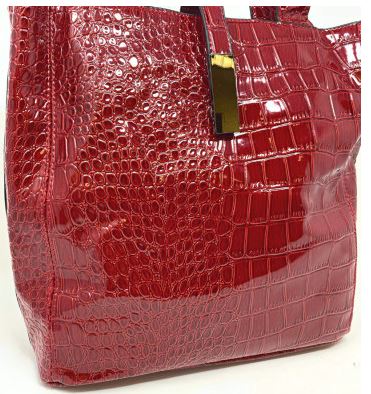 RED CROC 3 PIECE PURSE/TOTE