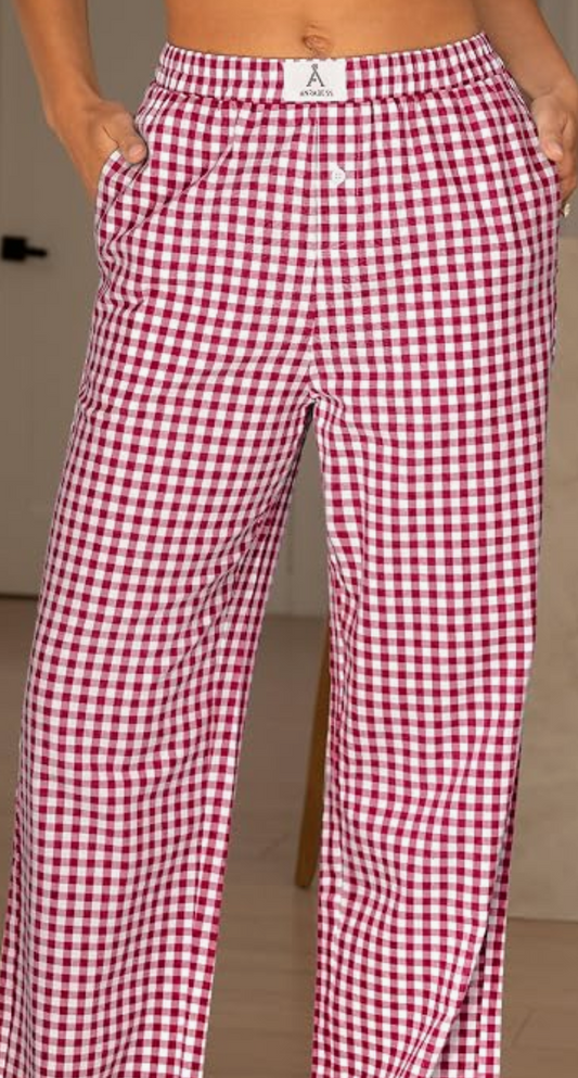 RED & WHITE CHECK PANTS