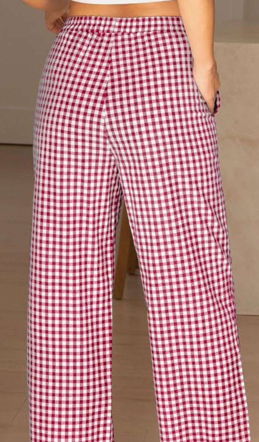 RED & WHITE CHECK PANTS