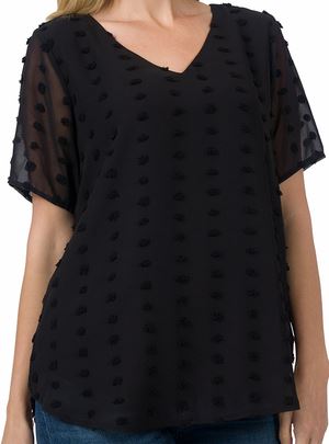 BLACK SWISS DOT TOP