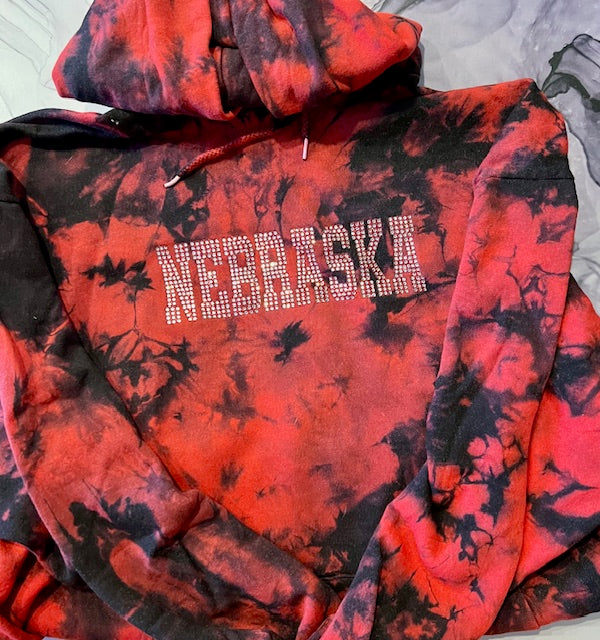BLACK & RED TYE DYE NE HOODIE