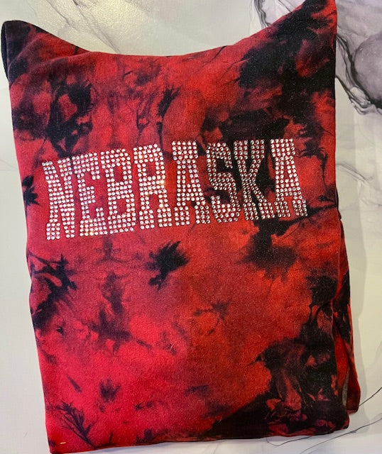 BLACK & RED TYE DYE NE HOODIE