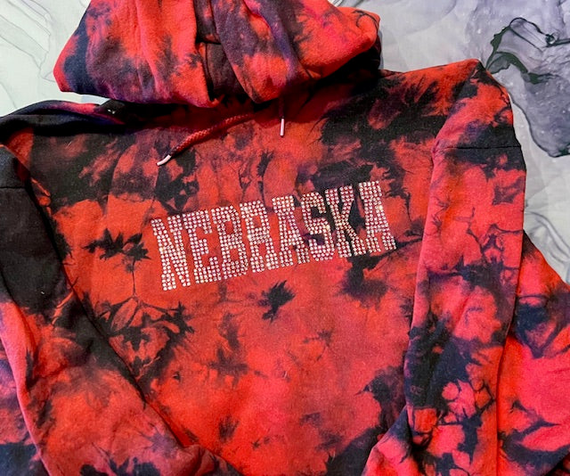 BLACK & RED TYE DYE NE HOODIE