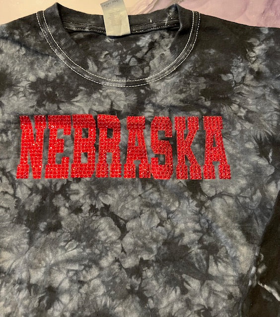 LS BLK TD NE RED RHINESTONE