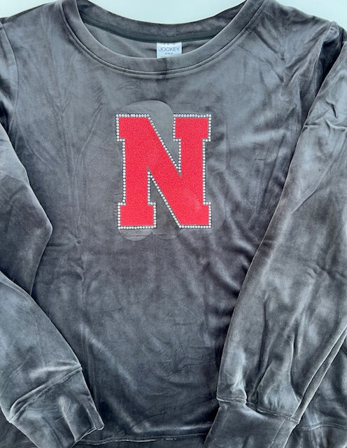 VELOUR BLACK SWEATSHIRT N NEBRASKA