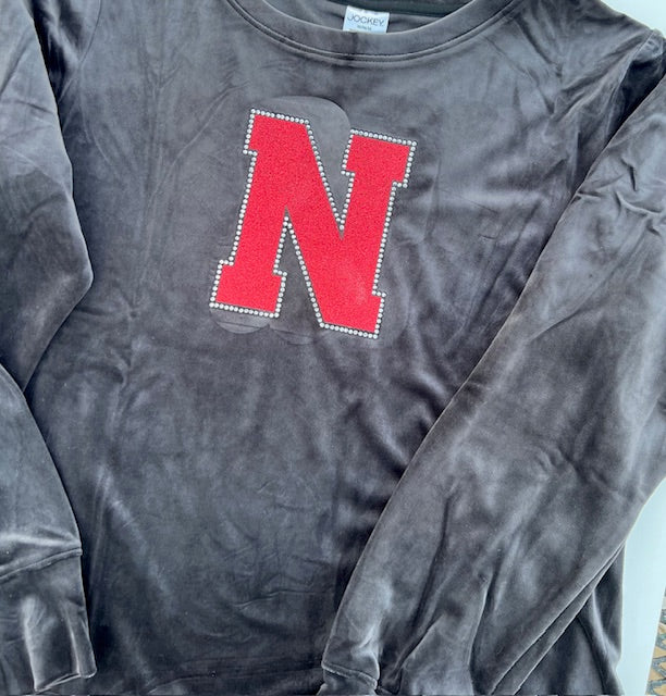 VELOUR BLACK SWEATSHIRT N NEBRASKA