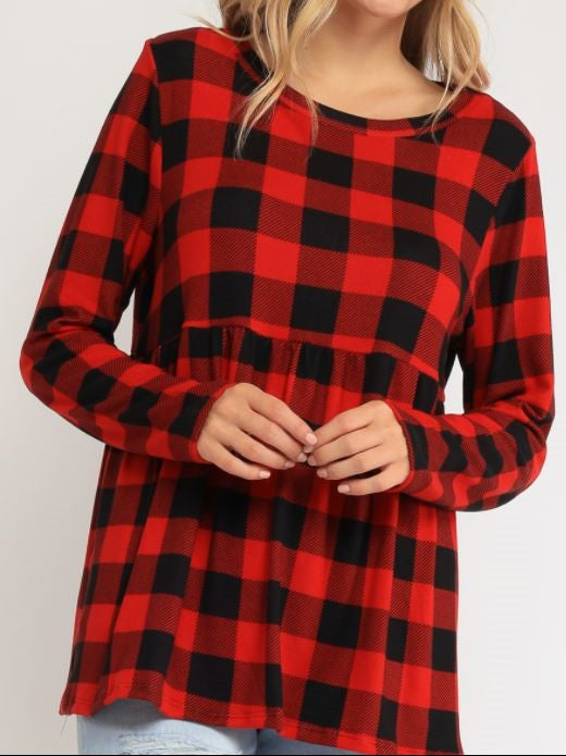 BUFFALO CHECK BABY DOLL TOP