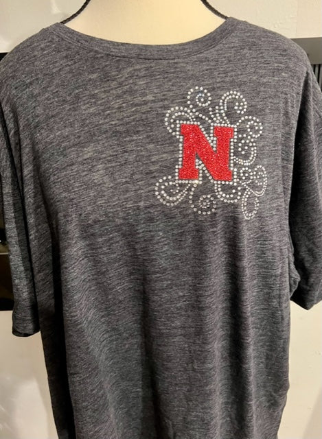NEBRASKA N SWIRL BLING T-SHIRT