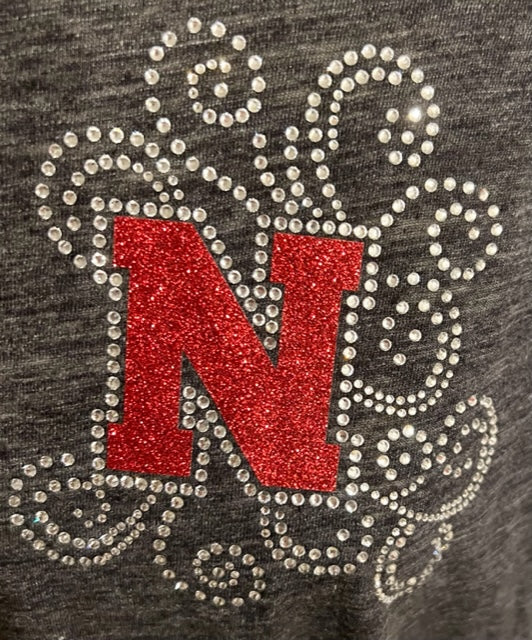 NEBRASKA N SWIRL BLING T-SHIRT