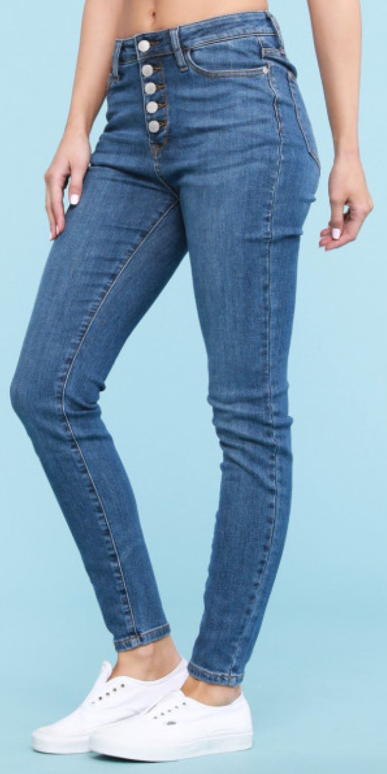 JUDY BLUE DARK WASH BUTTON FLY JEANS