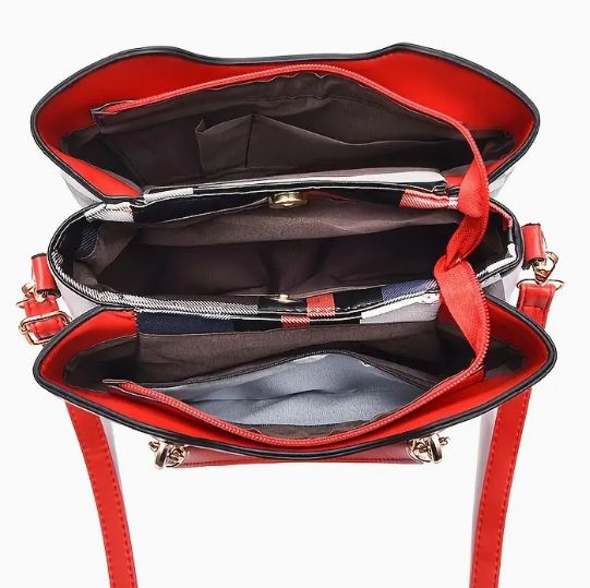 RED & GREY COLOR BLOCK PURSE