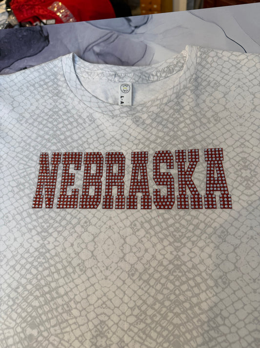 WHITE REPTILE NEBRASKA RHINESTONE
