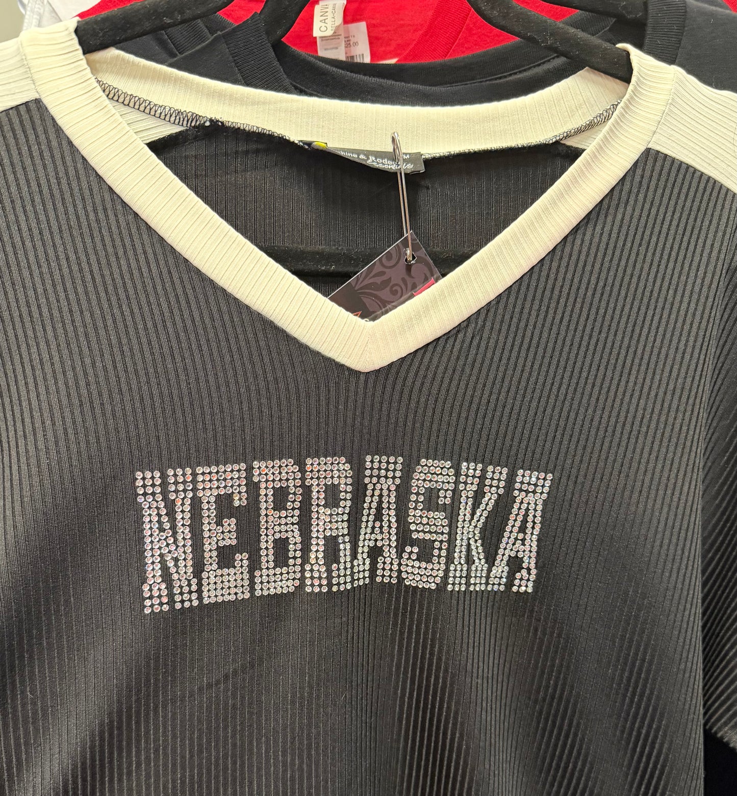 BLACK & WHITE NE RHINESTONE