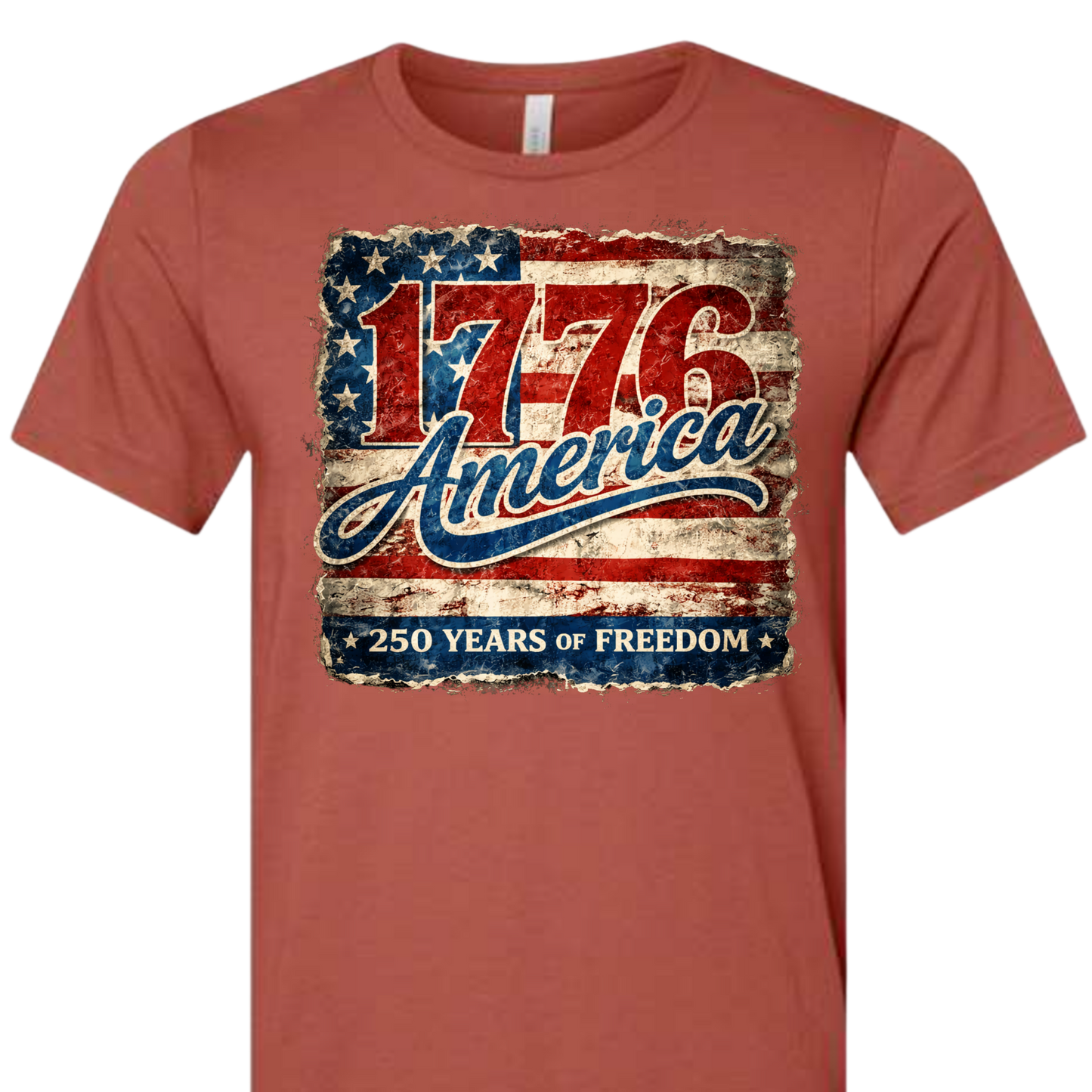 250 AMERICA FULL DESTRESSED FLAG TEE