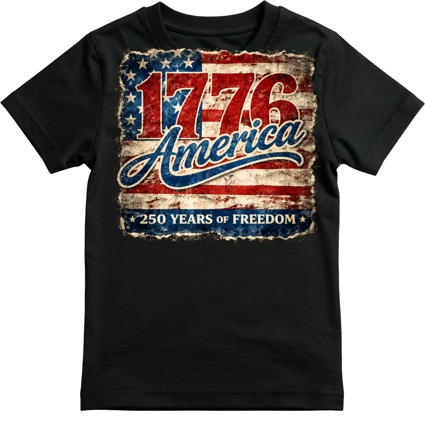 250 AMERICA FULL DESTRESSED FLAG TEE