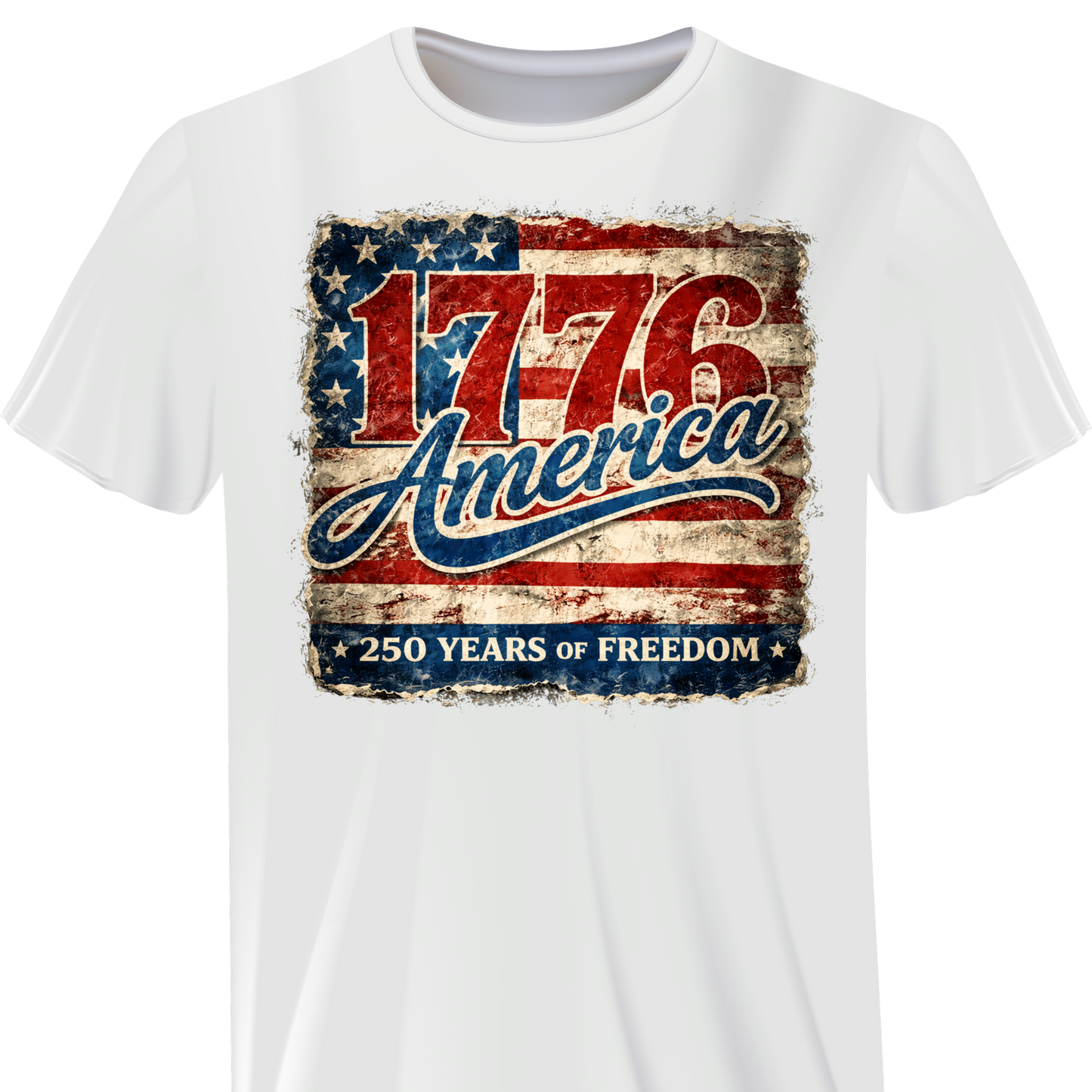 250 AMERICA FULL DESTRESSED FLAG TEE