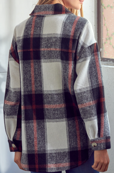 COZY PLAID PATTERN SHACKET