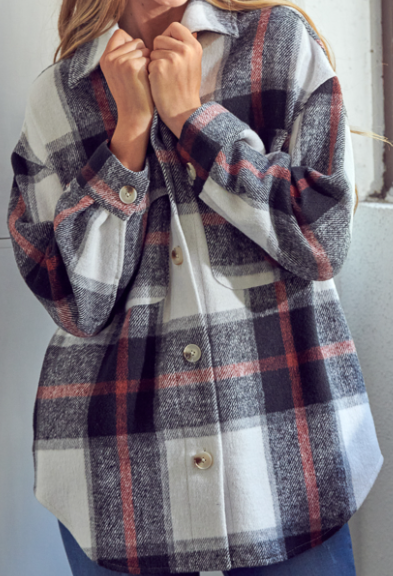 COZY PLAID PATTERN SHACKET