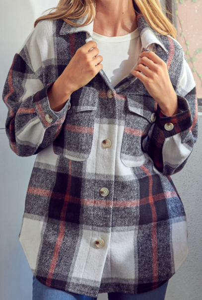 COZY PLAID PATTERN SHACKET