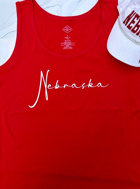 NEBRASKA RED SCRIPT TANK TOP