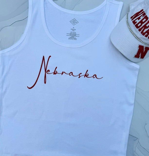 NEBRASKA RED SCRIPT TANK TOP