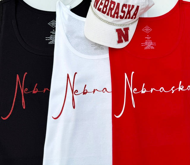 NEBRASKA RED SCRIPT TANK TOP