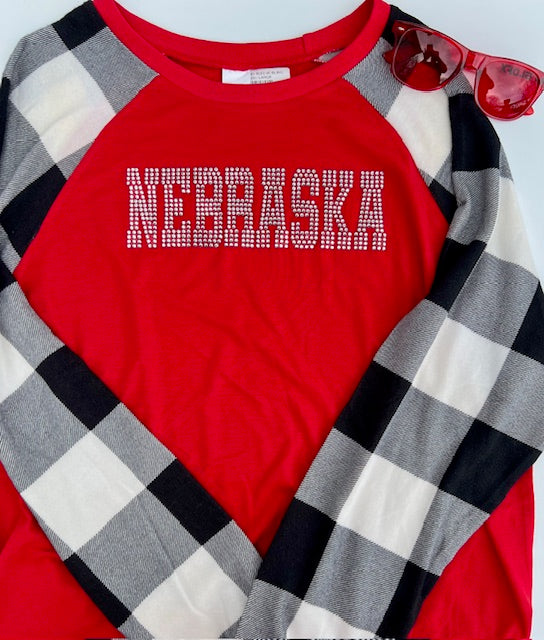 PLAID LONG SLEEVE BLING