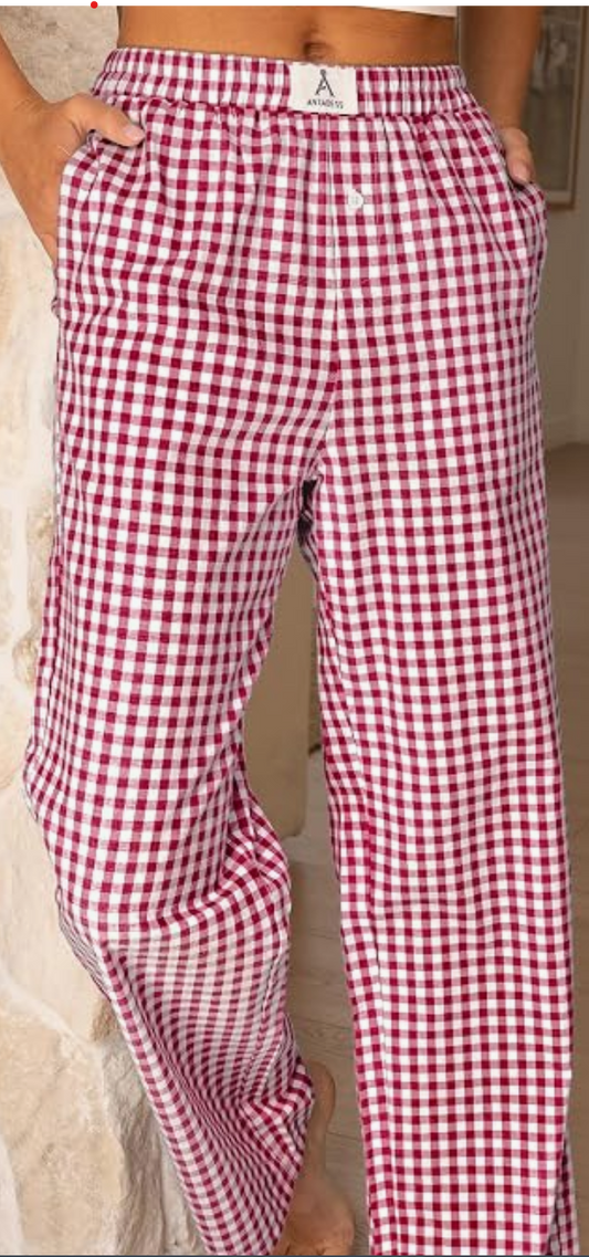 RED & WHITE CHECK PANTS